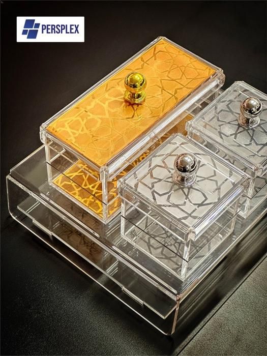 Ensemble de Boîtes Plexiglas - GENERIC - 3 pièces - Dimensions variées - Support inclus - Multicolore