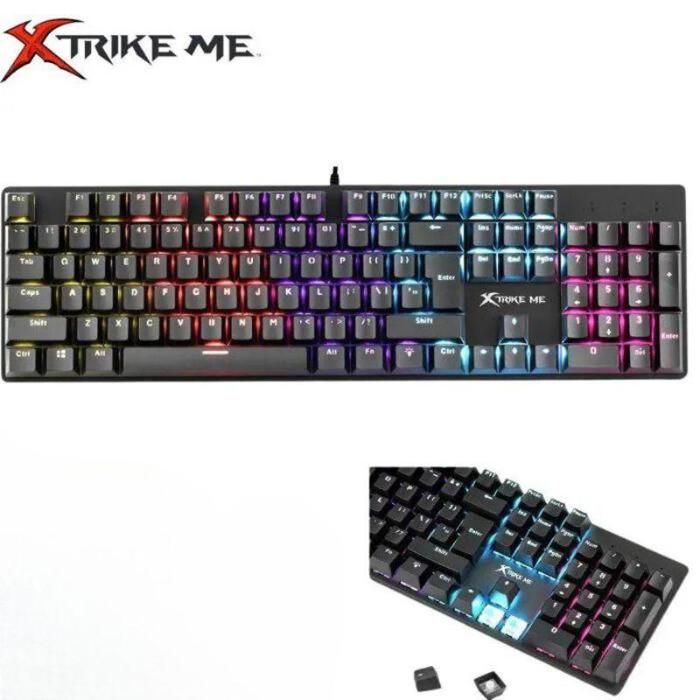 Clavier Gamer de jeu filaire XTRIKE ME GK915P Pudding Rainbow avec interrupteurs bleus