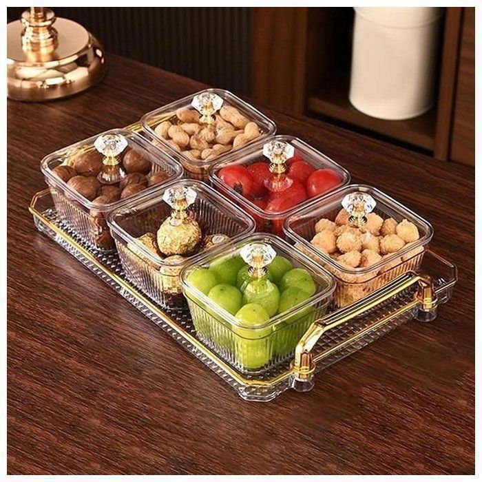 Set de plateau - AYA HOME - 6 boîtes avec couvercles - Pixiglace - Ovale - Transparent