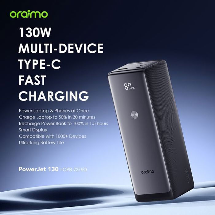 Oraimo PowerJet 27600mAh 130W Laptop Power Bank Super Fast Charging Pour PC Portable avec Cable Type-C 100w