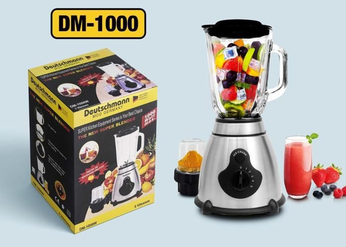 Mixeur - DEUTSCHMANN - Turbo 1000W - Bol en verre 1,5L - 5 vitesses - Fonction ice crush