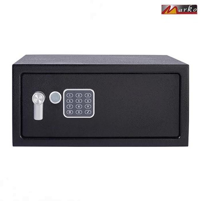 Coffre Fort à Serrure Électronique Avec Code PIN et 2 Clés et Poignée, Fixations Murales et au sol 43×35×20cm