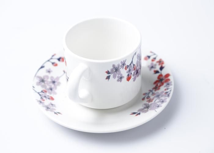 Tasse en Porcelaine - 12PCS - 220ML - Sous-tasse - Compatible Lave-Vaisselle