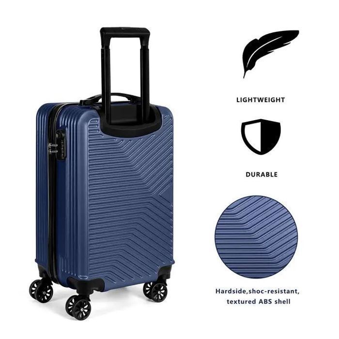 Valise Cabine Rigide - Bleu Marine - 60L - Cadenas à code - Polycarbonate - 10kg