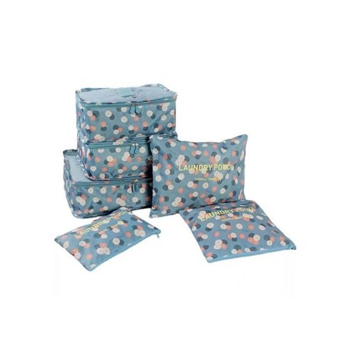 Ensemble de 6 Sacs de Rangement pour Voyage - Bleu - Oxford Imperméable