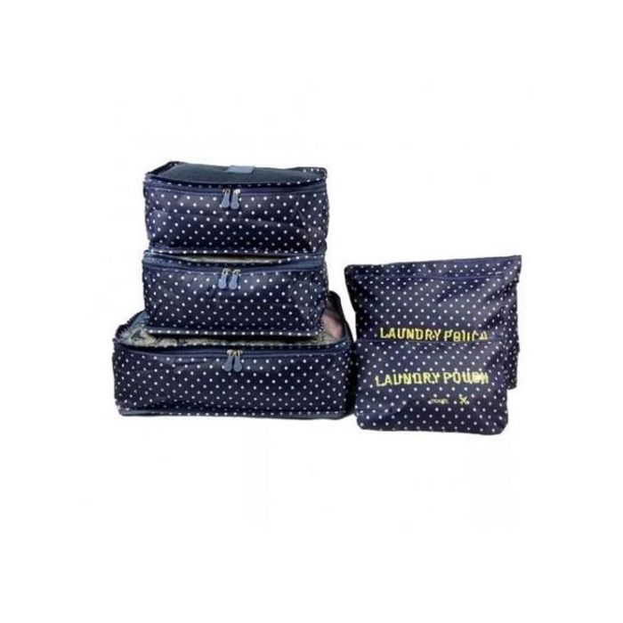 Organiseurs de Bagage - Organisateurs de Voyage - Ensemble de 6 Pièces - Polyester - Bleu Clair - Bleu et Blanc