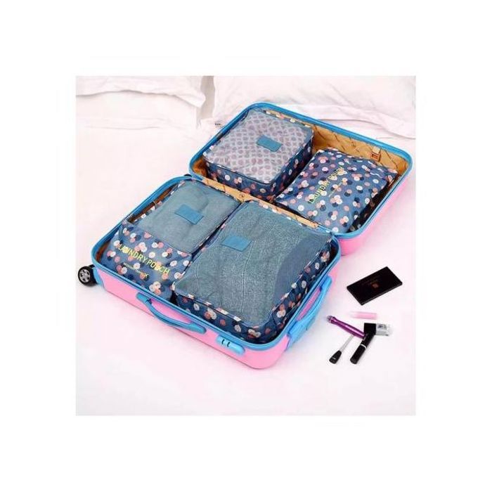 Ensemble 6 pièces d'organisateurs de voyage - Tissu Oxford Imperméable - Bleu