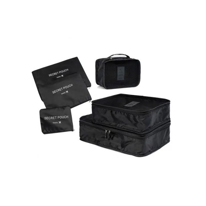 Ensemble 6 pièces d'organisateurs de voyage, Tissu Oxford Imperméable, Noir