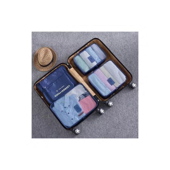 Ensemble de 6 Sacs de Rangement pour Voyage - Bleu Marine
