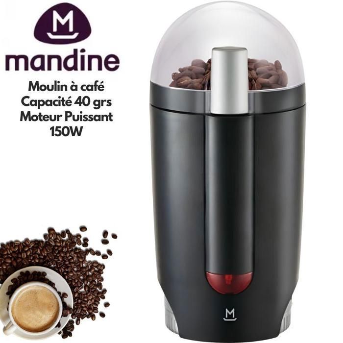Moulin à Café - MANDINE - MCG2013B - 150W - Acier Inoxydable - 40g de Capacité