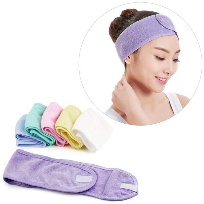 bande de cheveux facial réglable élastique maquillage Wrap Spa douche serviette maquillage (Couleur aléatoire)