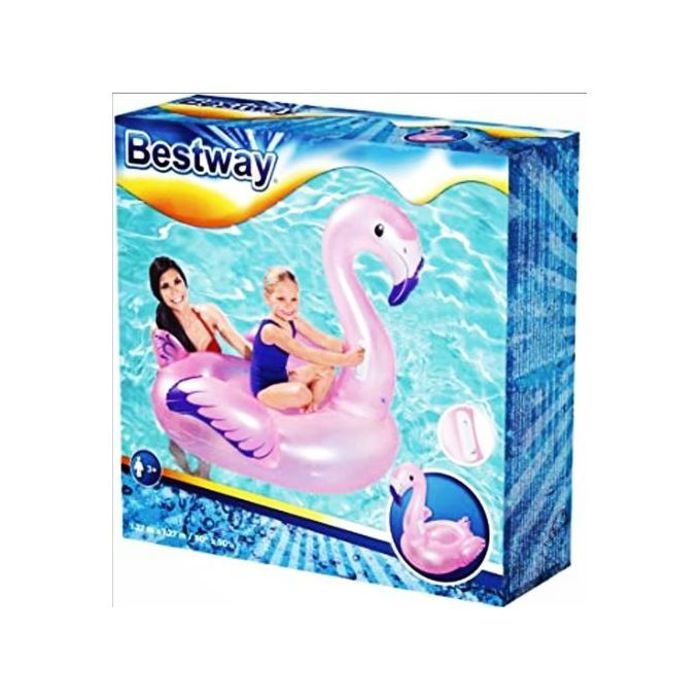 Bouée XL Chevauchable Flamant Rose Bestway - 127 x 127 cm