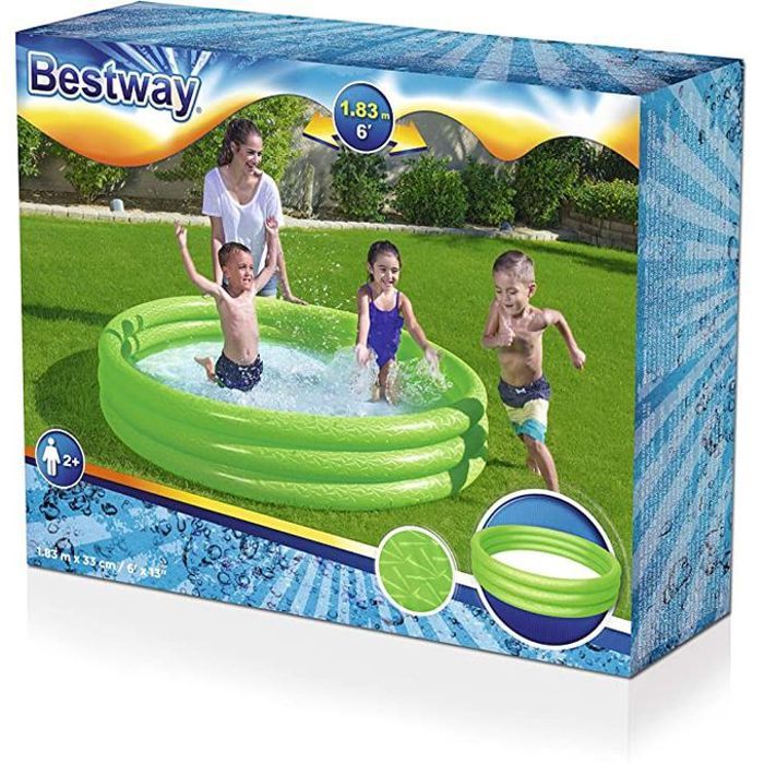 Piscine pataugeoire gonflable ronde Bestway - 183 x 33 cm - Vinyle résistant - 3 boudins