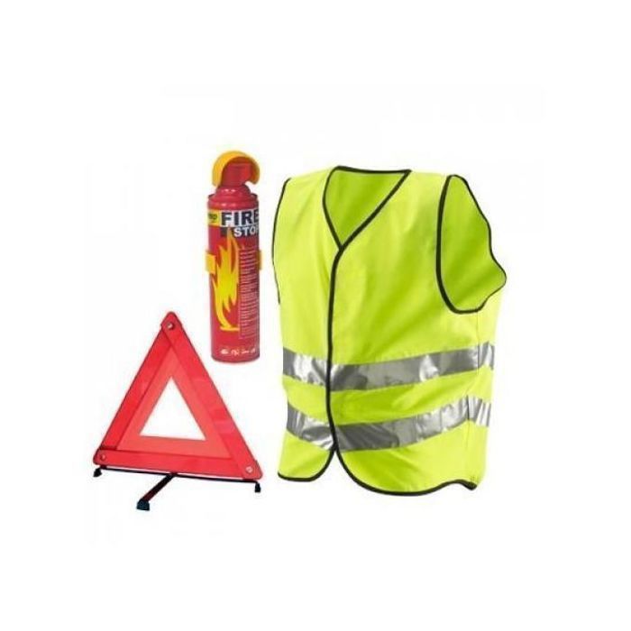 Pack de Sécurité Voiture - Triangle, Gilet, Extincteur