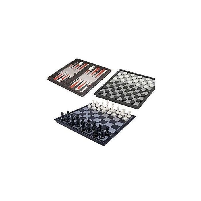 Jeu 3 en 1 : Echecs, Dames & Backgammon
