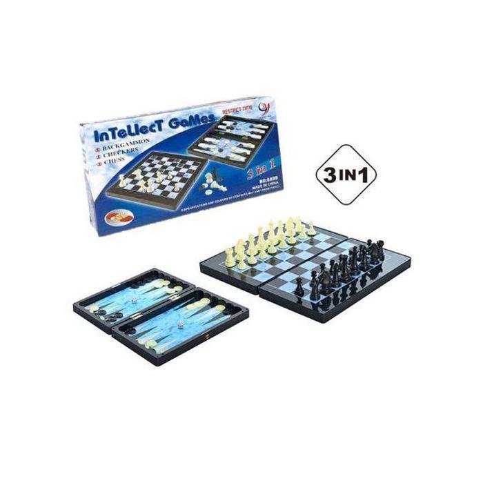 Jeu de Société 3 en 1 - Backgammon, Dames et Échecs Magnétiques