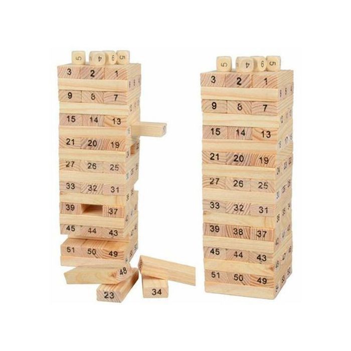 Tour de Jenga en Bois Massif - 54 Pièces