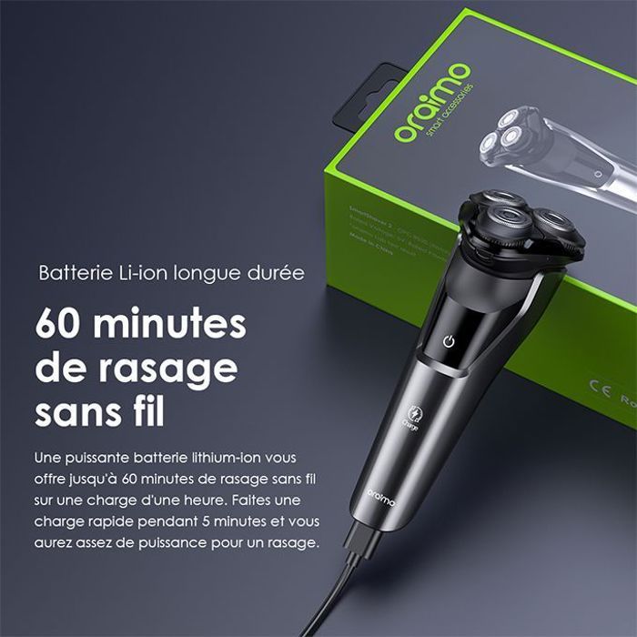 Oraimo Rasoir SmartShaver 2 Double - Ultra-Fin - Noir