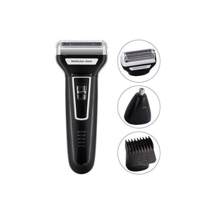 Rasoir Portable Rechargeable Nikai - 3 en 1: Rasoir Electrique, Tondeuse à Cheveux & Tondeuse à Nez