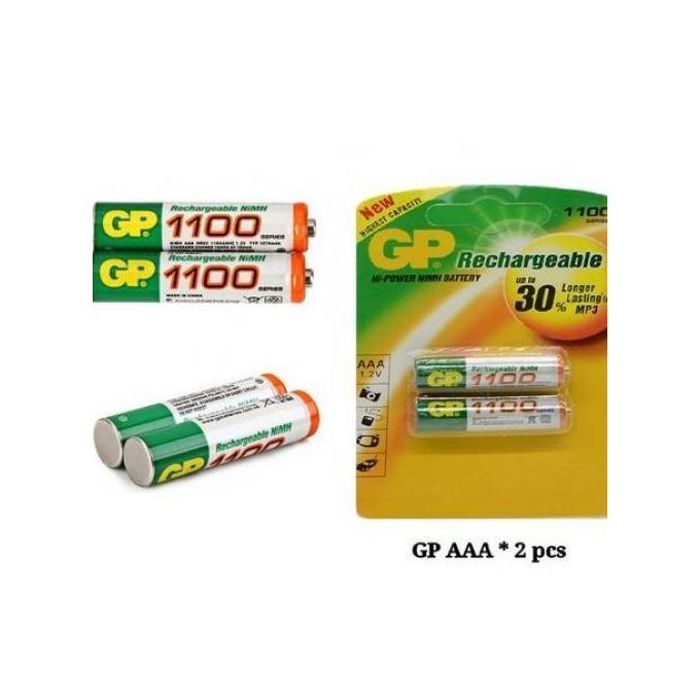 Piles Rechargeables AAA Ni-MH - 1100 mAh - Pack de 2