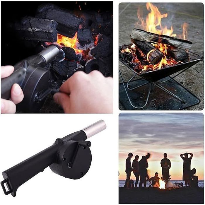 Ventilateur à Main pour Barbecue au Charbon - Argent/Noir