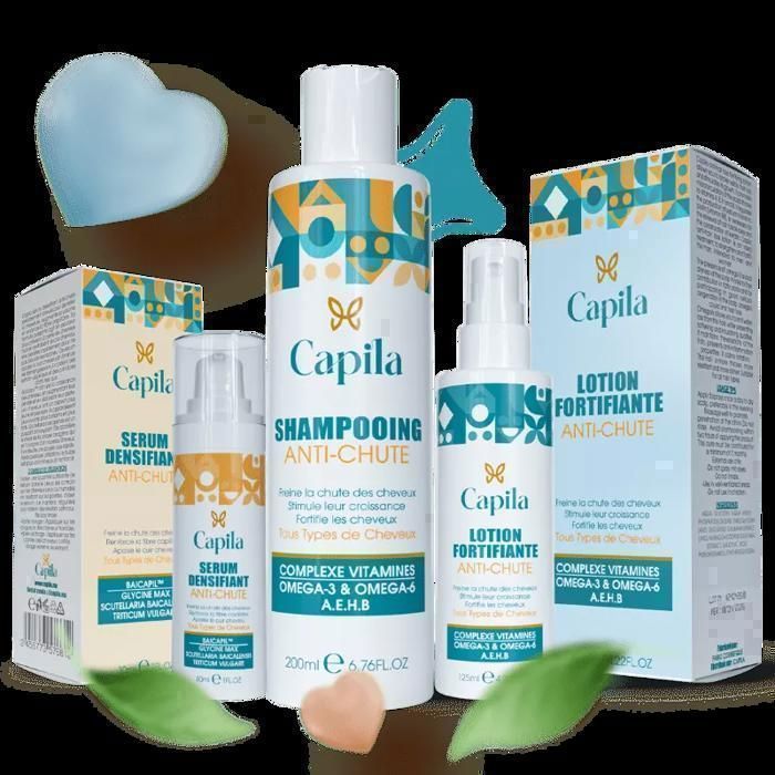 Pack Capila Antichute, Traitement Anti-Chute Shampooing +Lotion Fortifiante +Sérum Densifiant