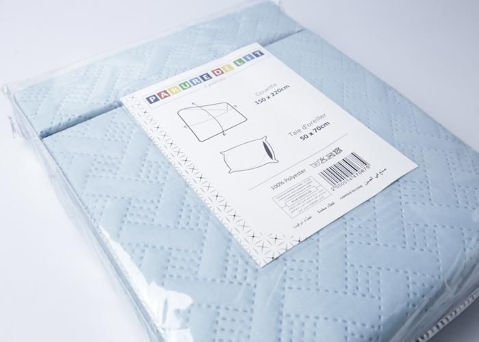 2 Pièces Couette Ultrasonique 100% Poly 150x220cm Blanc/Taupe