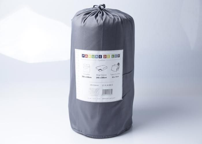 Couette + Housse + Taie d'Oreiller 200x220cm Gris