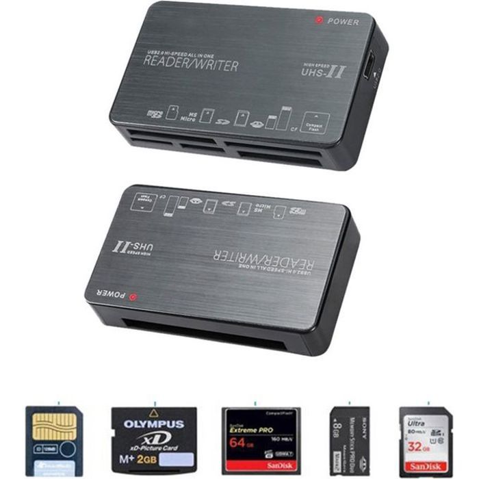 Lecteur de cartes tout-en-un USB 2.0 vers SD Micro SD CF MS MS Pro MS Duo PMR HT-09A
