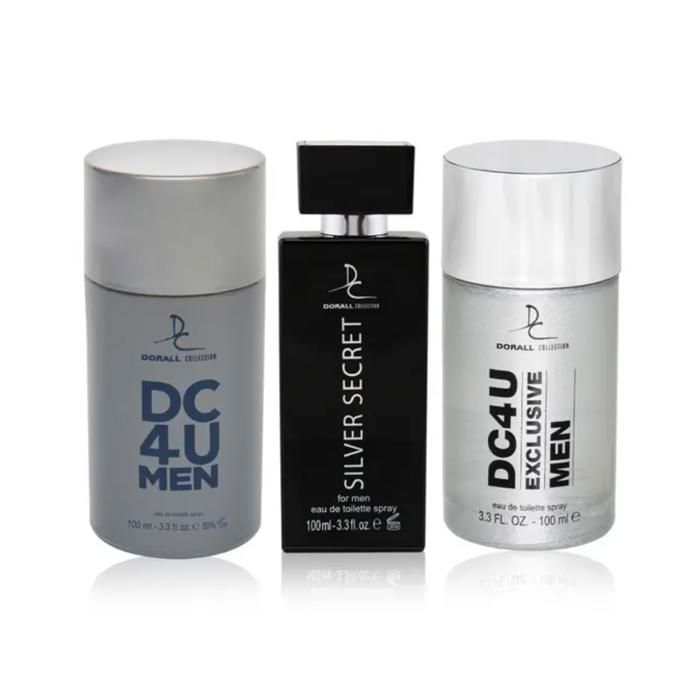 Pack de 3 EDT Homme - Dorall - DC4U MEN, SILVER SECRET & DC4U EXCLUSIVE - 100ml - Boisé - Oriental