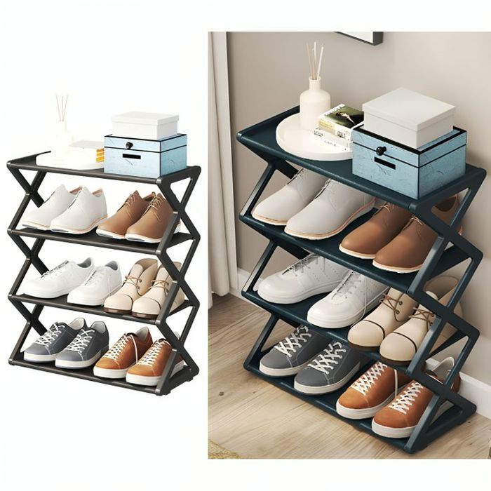 Étagère de rangement chaussures multifonctionnelle en forme de X