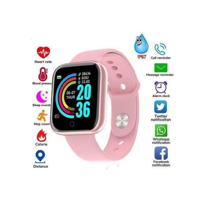 Smartwatch Y68 Pro D20 - Bracelet Fitness - Étanche, Tension Artérielle