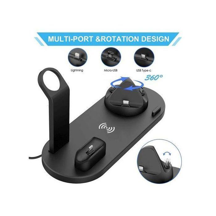 Chargeur Sans Fil 30W 7 en 1, Station de Charge Rapide, Noir