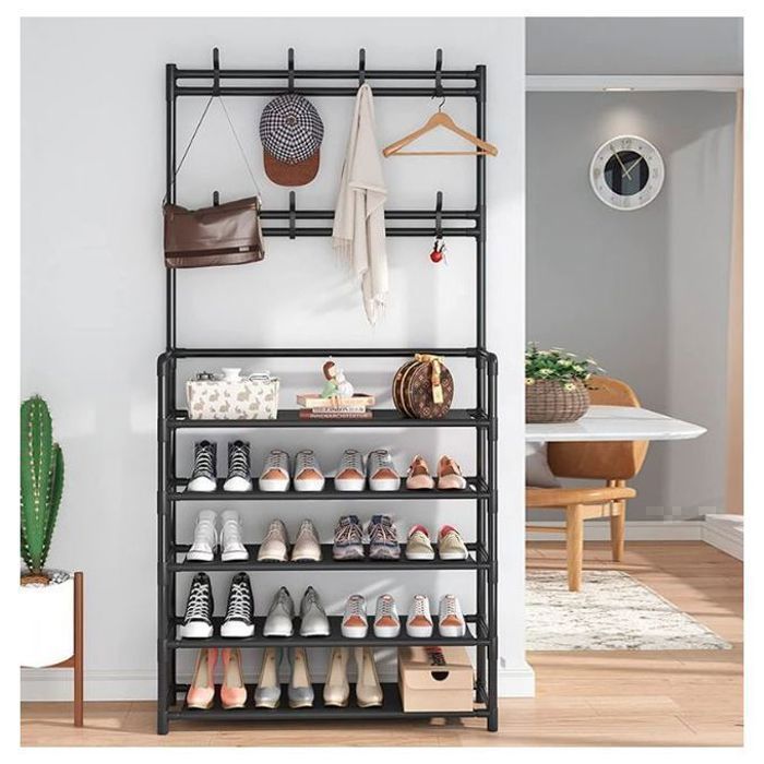 Porte-vêtements - Non spécifié - 5 niveaux - Métal - Noir - 170x28x80 cm