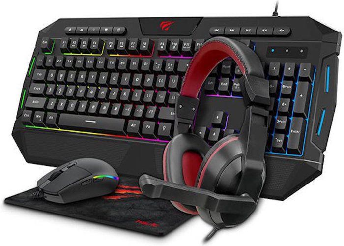 Havit Gaming 4 en 1 Combo Kit - Clavier de Gaming - Souris - Casque et tapis de souris