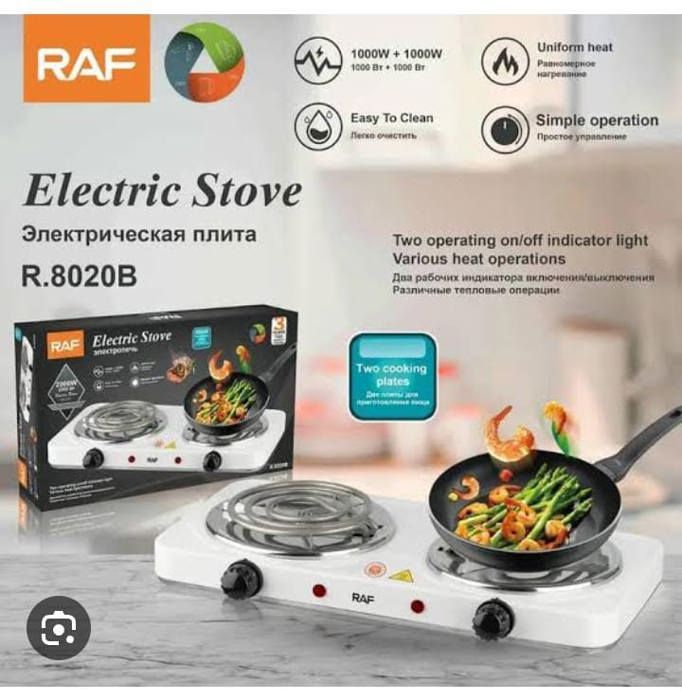 Cuisinière électrique 2in1 - RAF - Plaque chauffante double - Acier inoxydable - 2000W - Température réglable