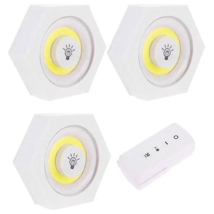 3 Lampes de Chevet à Distance - Spots avec Télécommande - Blanc