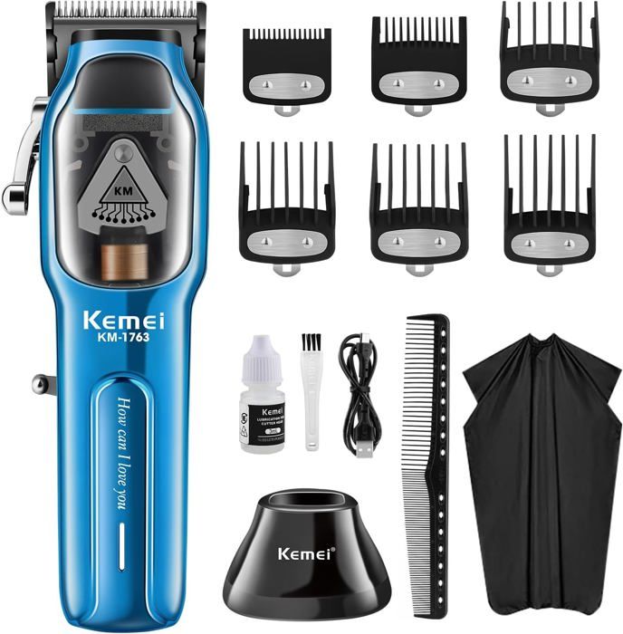 Tondeuse à cheveux - KEMEI - KM-1763 - Professionnelle - Silencieuse - Avec accessoires
