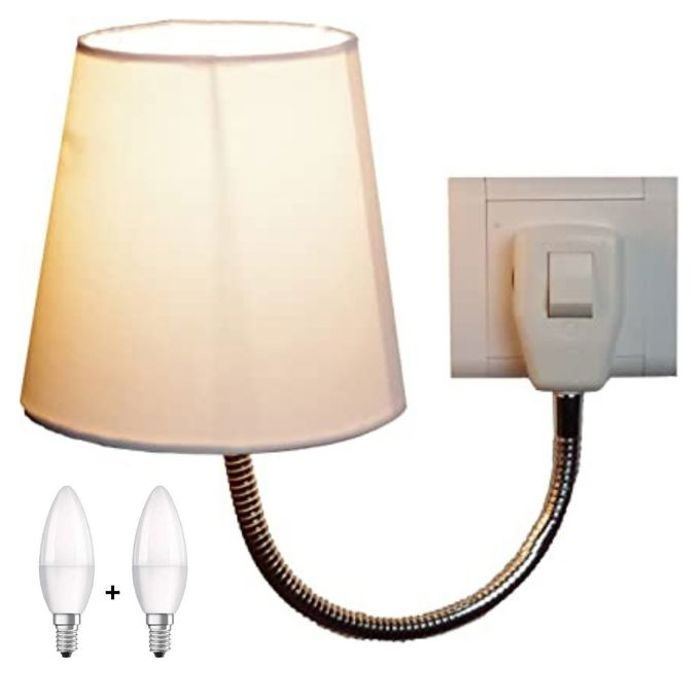Lampe de prise - GENERIC - Tige flexible - 2 ampoules E14 8W - Classe énergétique A++ - Intérieur