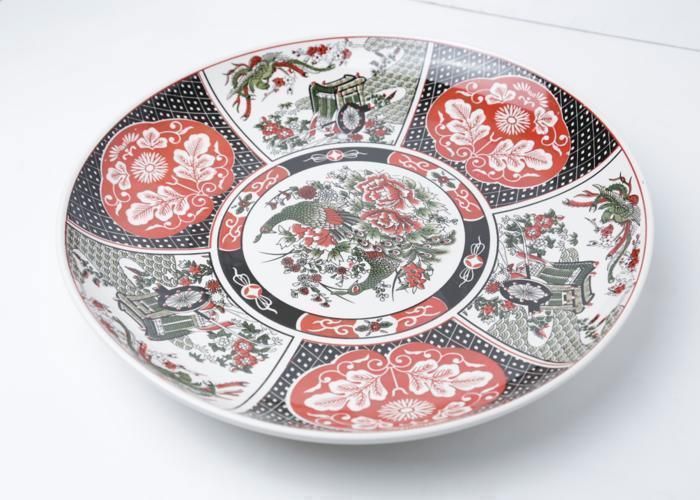 Assiette de Service - TAOUS - Taous - Porcelaine - 40 cm - Rouge et Blanc