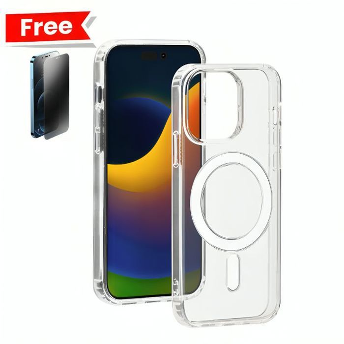 Coque iPhone 13 PRO Magnétique Crystal Clear Transparente compatible avec MagSafe + Incassable Fumé Gratuit