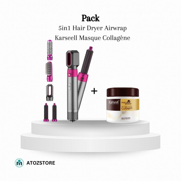 Pack Hair Dryer Airwrap 5in1 + Karseell Masque Collagène