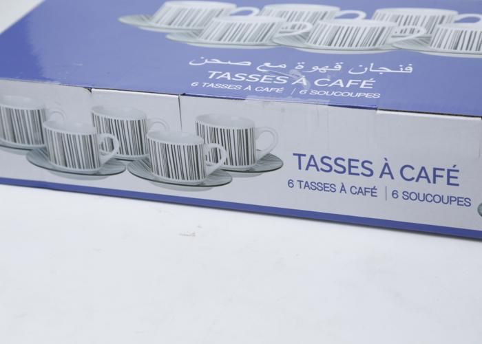 12 PIECES TASSE 220ML + SOUS TASSE EN PORCELAINE