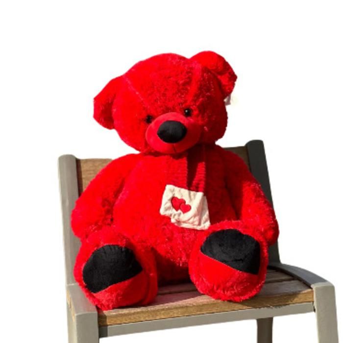 Ours en peluche - GENERIC - 75CM - Rouge éclatant - Doux et confortable - Idéal pour câlins