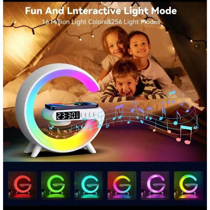 Veilleuse LED - Non spécifié - 15W - Haut-parleur Bluetooth - Horloge numérique - USB intégré