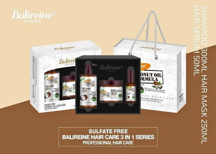 Balireine Coconut Oil: Coffret Soin Capillaire 3-en-1 Sans Sulfates pour une Nourriture Intense