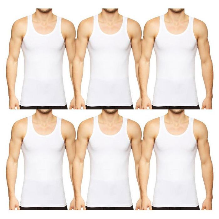 Débardeurs - Dice - Pack de 6 - Blanc - Confortable - Coupe classique - Entretien facile