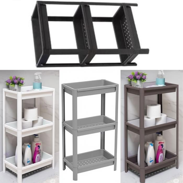 Étagère de rangement - Non spécifié - 3 niveaux - Plastique - Durable et facile à nettoyer (Couleur aléatoire)