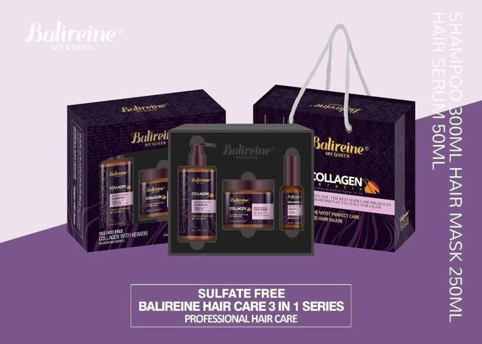 Balireine Keratin: Coffret Soin Capillaire 3-en-1 Sans Sulfates pour des Cheveux Lisses et Brillants