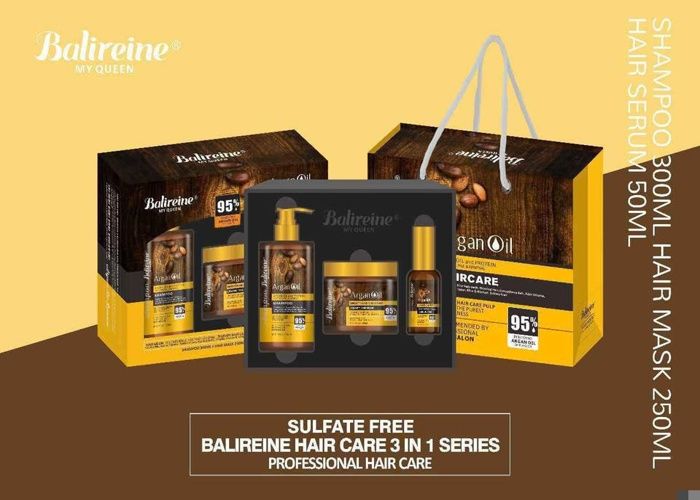 Balireine Argan Oil : Coffret Soin Capillaire 3-en-1 Sans Sulfates pour des Cheveux Sublimés